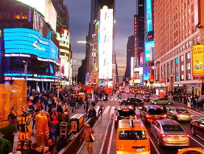 Big Bus New Yorkissa - Times Square illalla