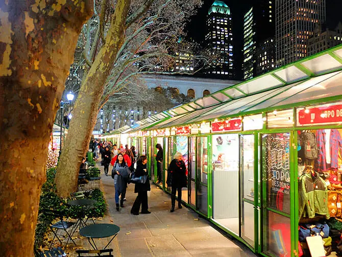Torit New Yorkissa - Bryant Parkin joulukoristeet