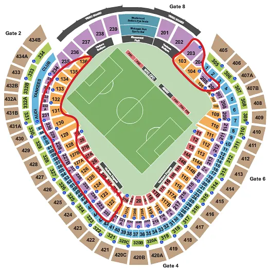 New York City FC -liput - Yankee Stadium Katsomokartta