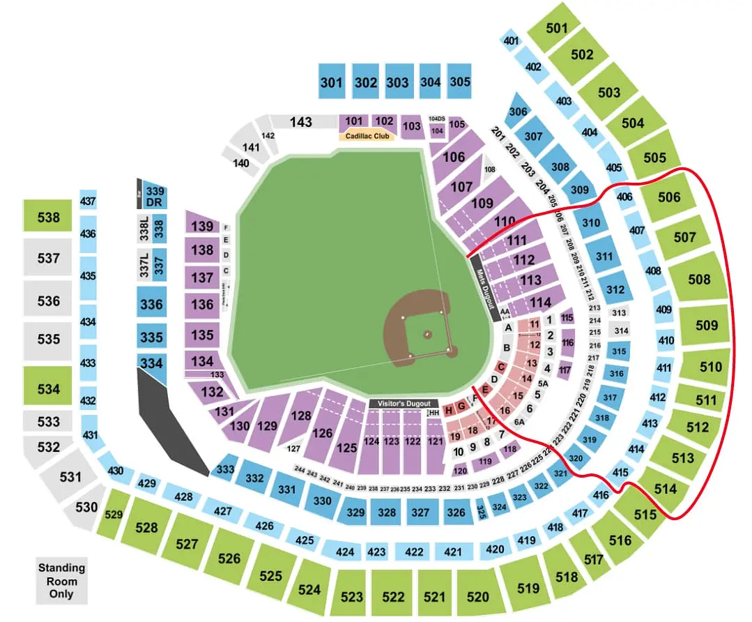 New York Mets -liput - Citi Field Katsomokartta
