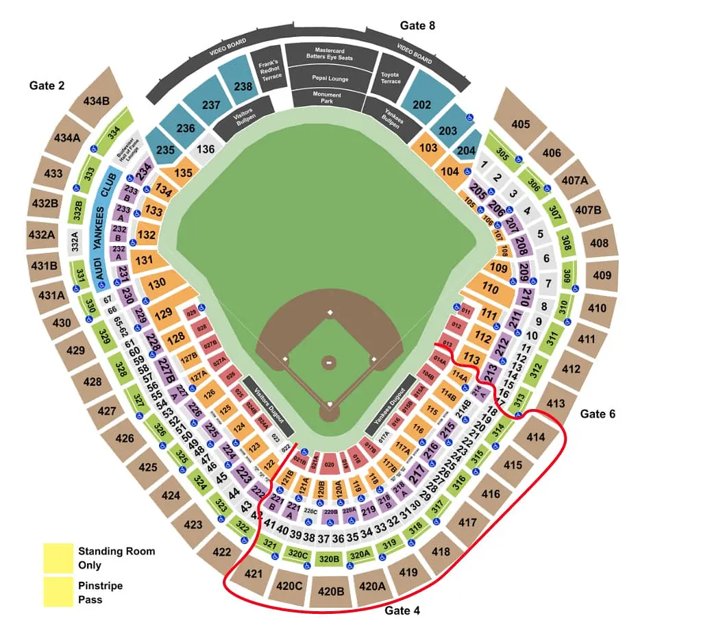 New York Yankees -liput - Yankee Stadium Katsomokartta