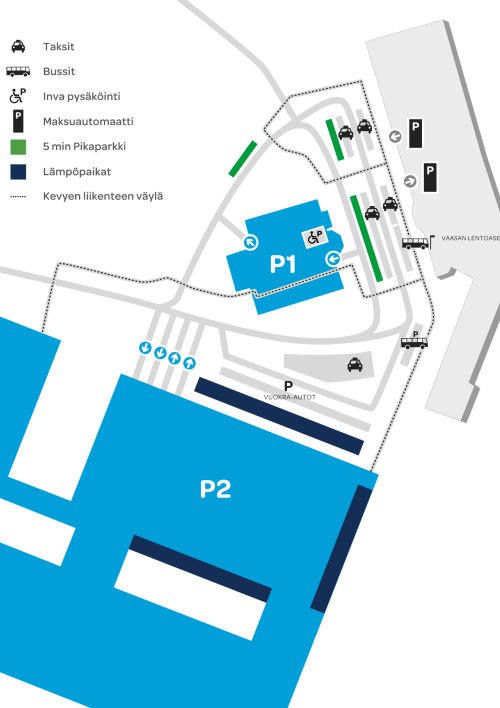 Lennot Vaasa - New York - Vaasan lentoaseman kartta pysäköinti
