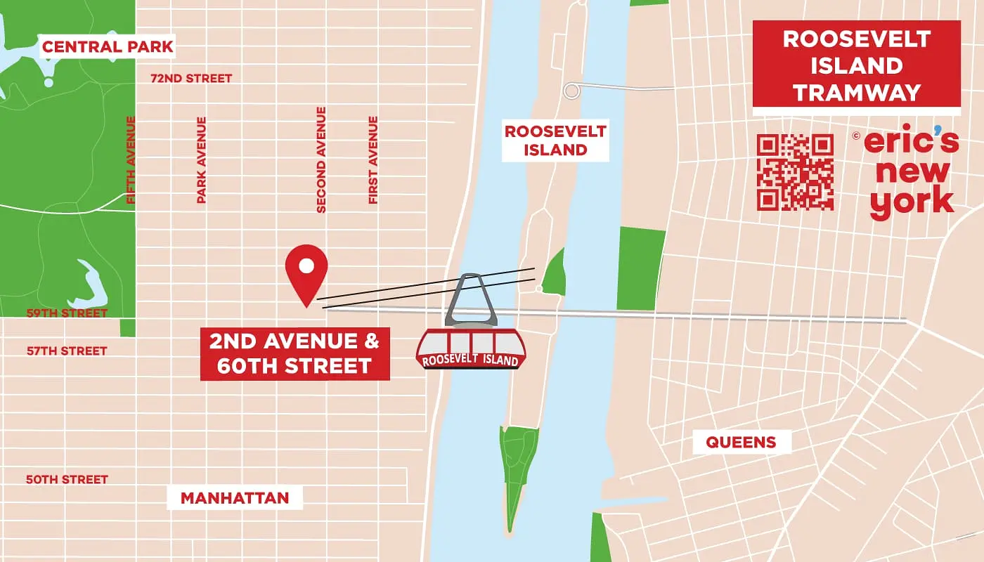 Roosevelt Island Tram New Yorkissa - Map