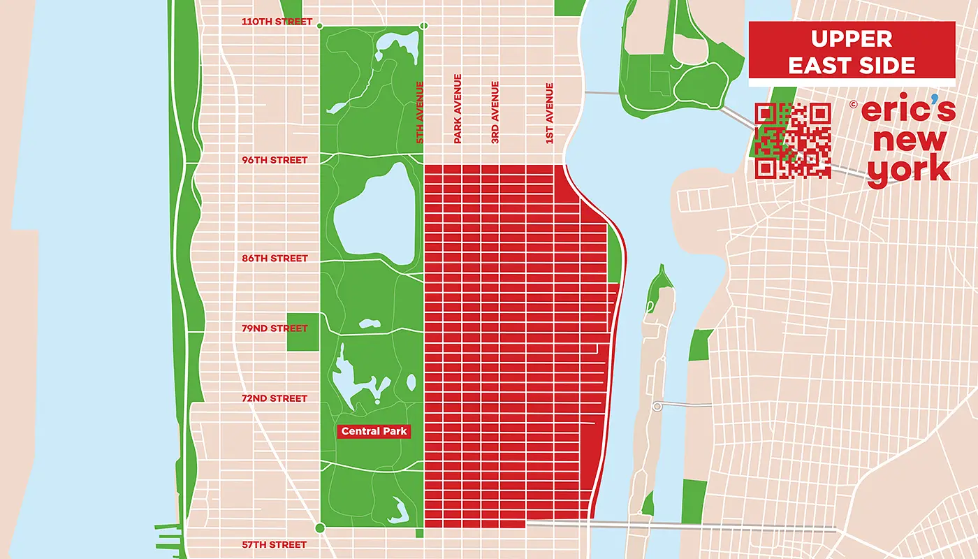 Upper East Side New Yorkissa - Ilmainen Kartta
