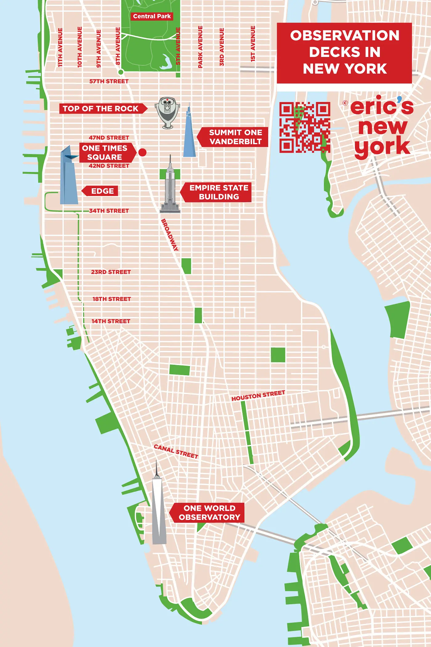 Parhaat näköalatasanteet New Yorkissa - Sijainti kartalla